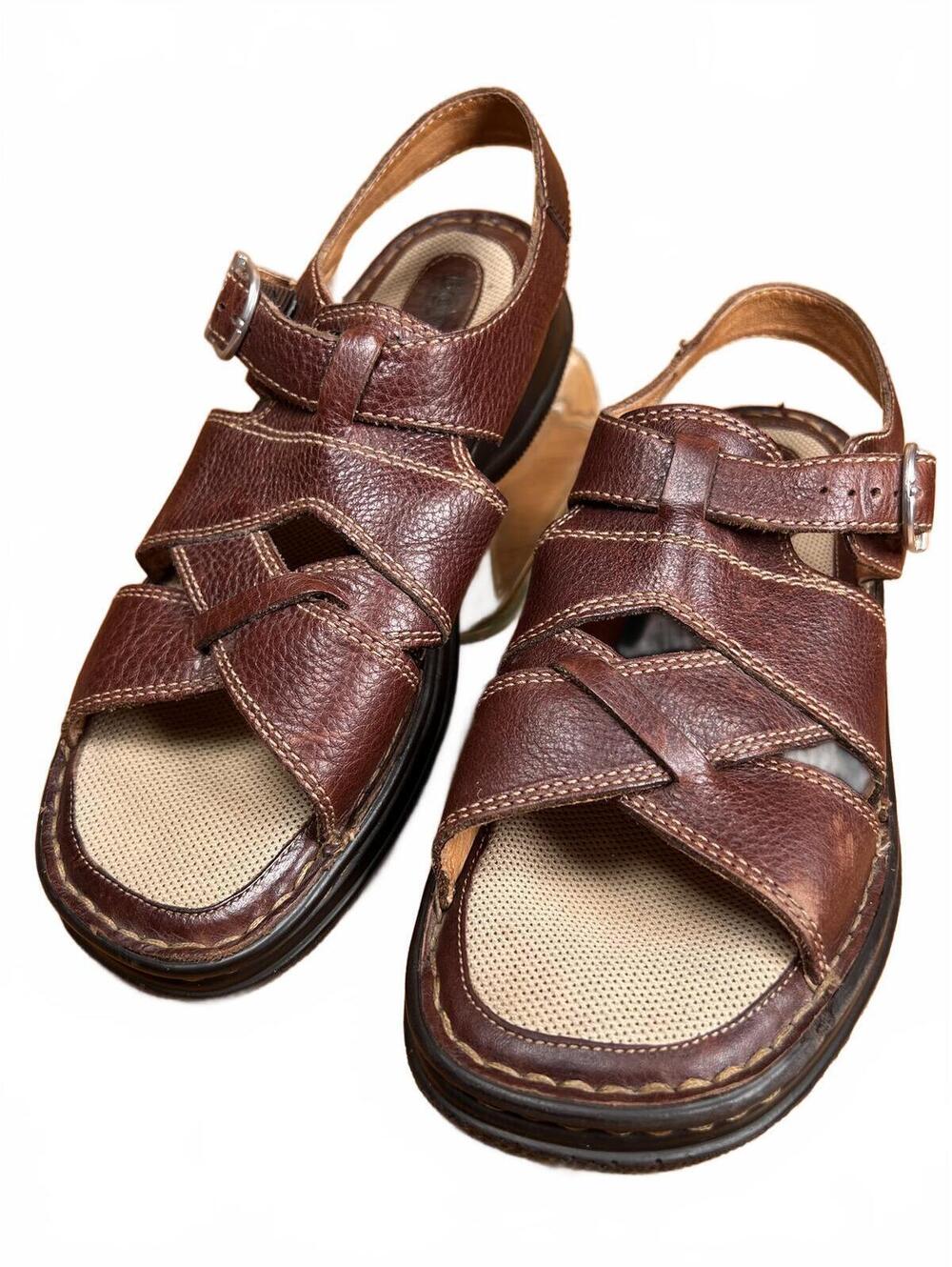 Born Brown Leather Fisherman Buckle Sandals Size 10/42